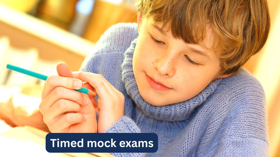 A boy concentrating on a timed practice paper